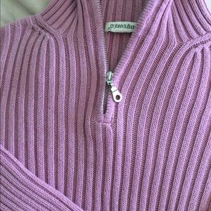 Quarter Zip Cotton Knit Sweater Sz L Lilac